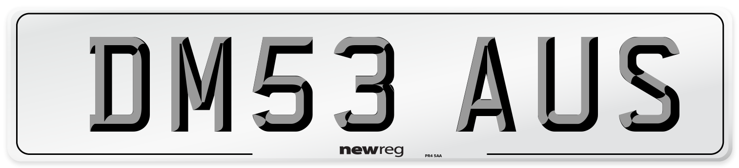 DM53 AUS Number Plate from New Reg